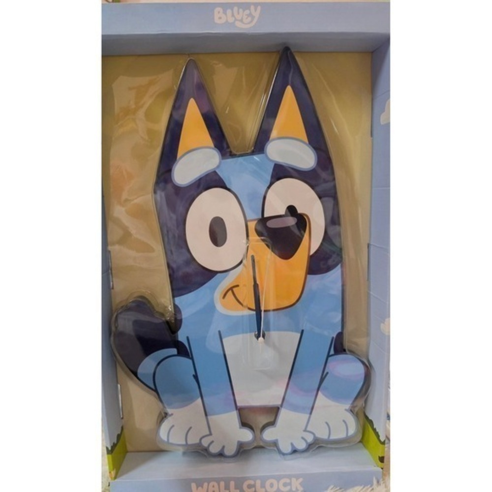 NIB Bluey Shaped Analog Wall Clock Large 20x13 Kid's Bedroom Playroom Decor